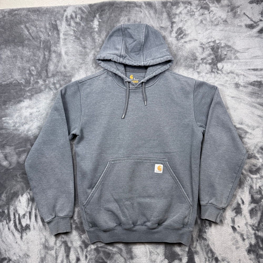 Carhartt Hoodie Mens Small Gray Original Fit Pullover Logo Patch Sweatshirt